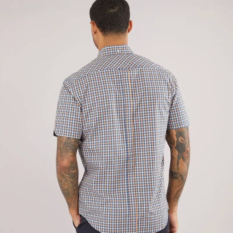 Outlet Ben Sherman Herre House Check Kortærmet Skjorte Denim Blå