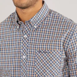 Outlet Ben Sherman Herre House Check Kortærmet Skjorte Denim Blå