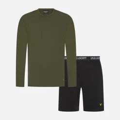 Online Lyle And Scott Vintage Herre Hugo Langærmet Bluse Og Shorts Lounge Sæt Climbing Ivy/Sort