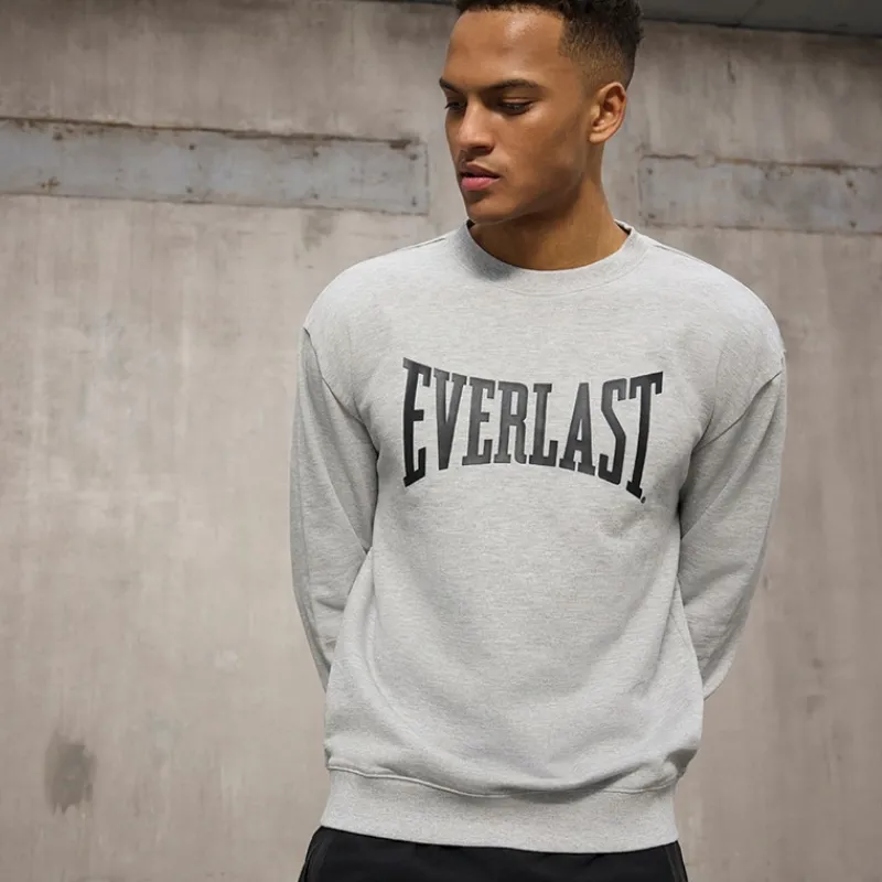 Sale Everlast Herre Ikoniske Maksimeret Sweatshirt Lysegrå Mel Grå