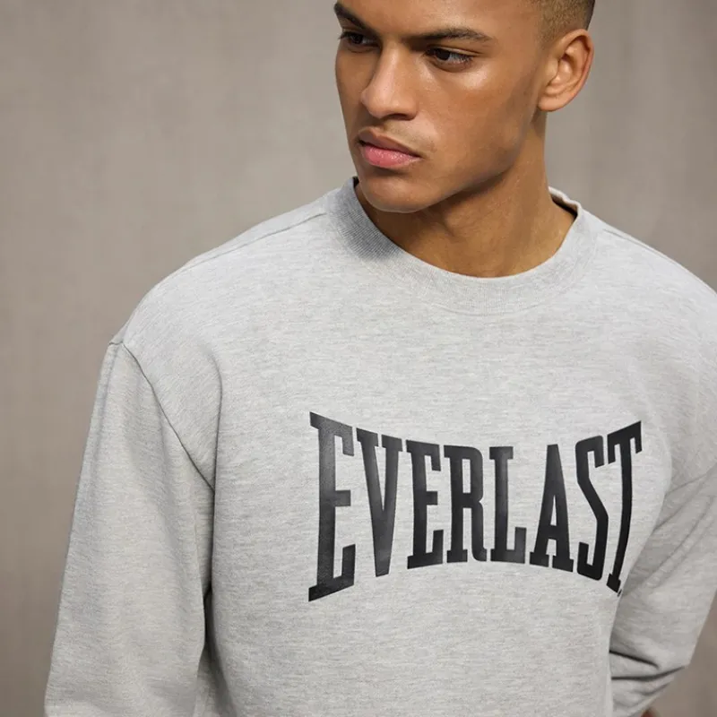 Sale Everlast Herre Ikoniske Maksimeret Sweatshirt Lysegrå Mel Grå
