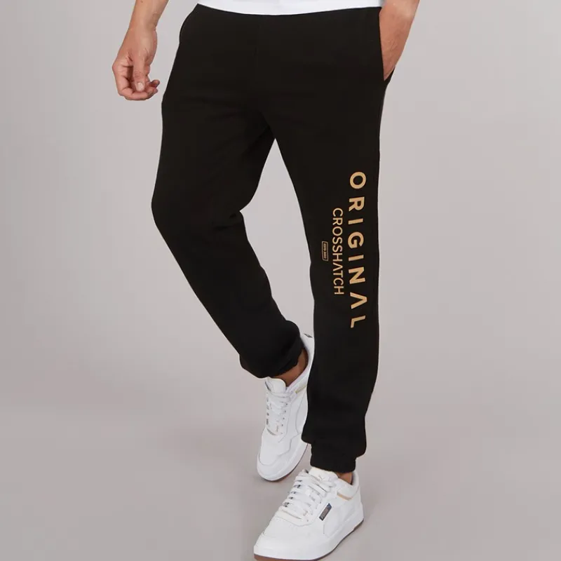New Crosshatch Herre Jamals Joggingbukser Sort