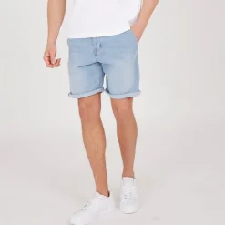 Bench Herre Javid Denim Shorts Lysvask Blå