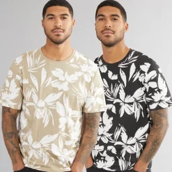Online JACK & JONES Herre Jeff AOP To-pak Blomster T-shirts Sort/​Crockery