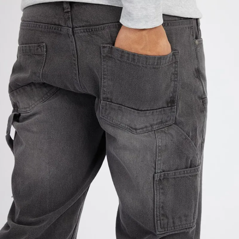 Outlet Brave Soul Herre Joiner Carpenter Løstsiddende Jeans Grå Vask Grå