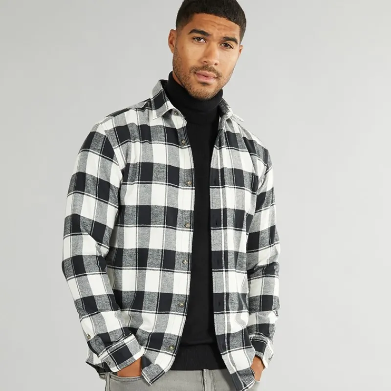New JACK & JONES Herre Joshua Fall Buffalo Langærmet Skjorte Med Tern Cloud Dancer