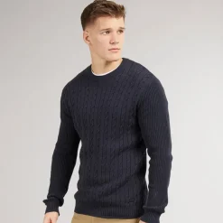 Outlet Crosshatch Herre Kabstars Strikket Sweater Navy Marineblå