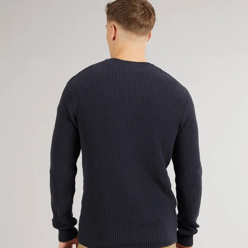 Outlet Crosshatch Herre Kabstars Strikket Sweater Navy Marineblå
