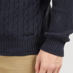 Outlet Crosshatch Herre Kabstars Strikket Sweater Navy Marineblå