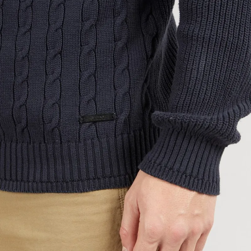 Outlet Crosshatch Herre Kabstars Strikket Sweater Navy Marineblå