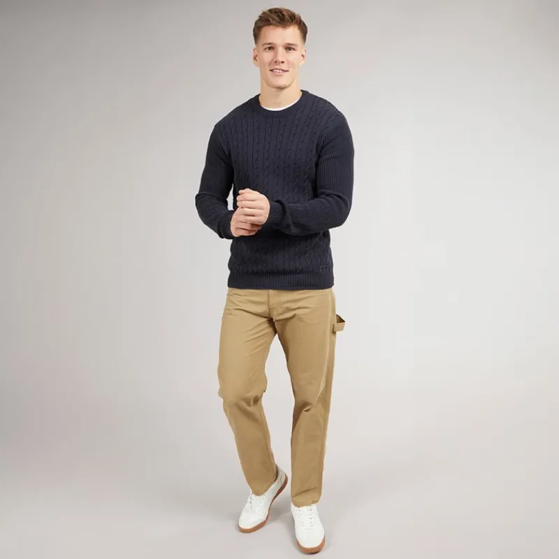 Outlet Crosshatch Herre Kabstars Strikket Sweater Navy Marineblå
