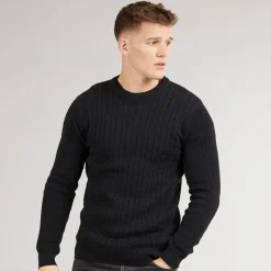 Best Crosshatch Herre Kabstars Strikket Sweater Sort