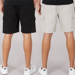 Clearance Crosshatch Herre Kathos Cargo Shorts To-pak Grå/​Sort