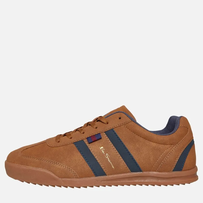 Hot Ben Sherman Herre Keeler Træningssko Tan / Navy Gyldenbrun