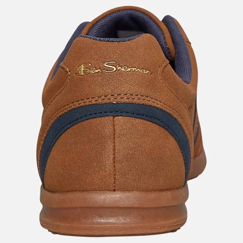 Hot Ben Sherman Herre Keeler Træningssko Tan / Navy Gyldenbrun