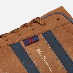 Hot Ben Sherman Herre Keeler Træningssko Tan / Navy Gyldenbrun