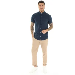 Outlet JACK & JONES Herre Klassisk Kortærmet Oxford Skjorte Blå Blazer Marineblå