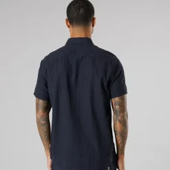 Clearance Solid Herre kortærmet skjorte Insignia Blue Mørkeblå