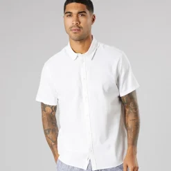 Solid Herre kortærmet skjorte Off White Off-white