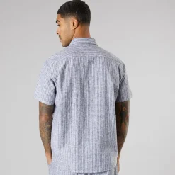 New Solid Herre kortærmet skjorte True Black Melange Sort
