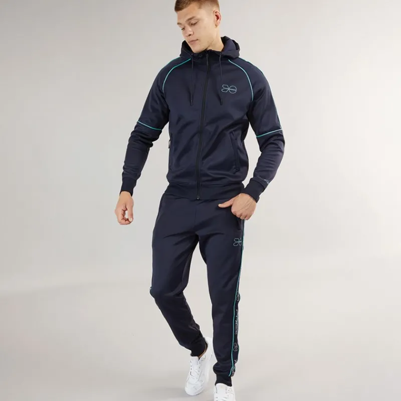 New Crosshatch Herre Kraftworks Tricot Træningsdragt Navy/Grøn Marineblå