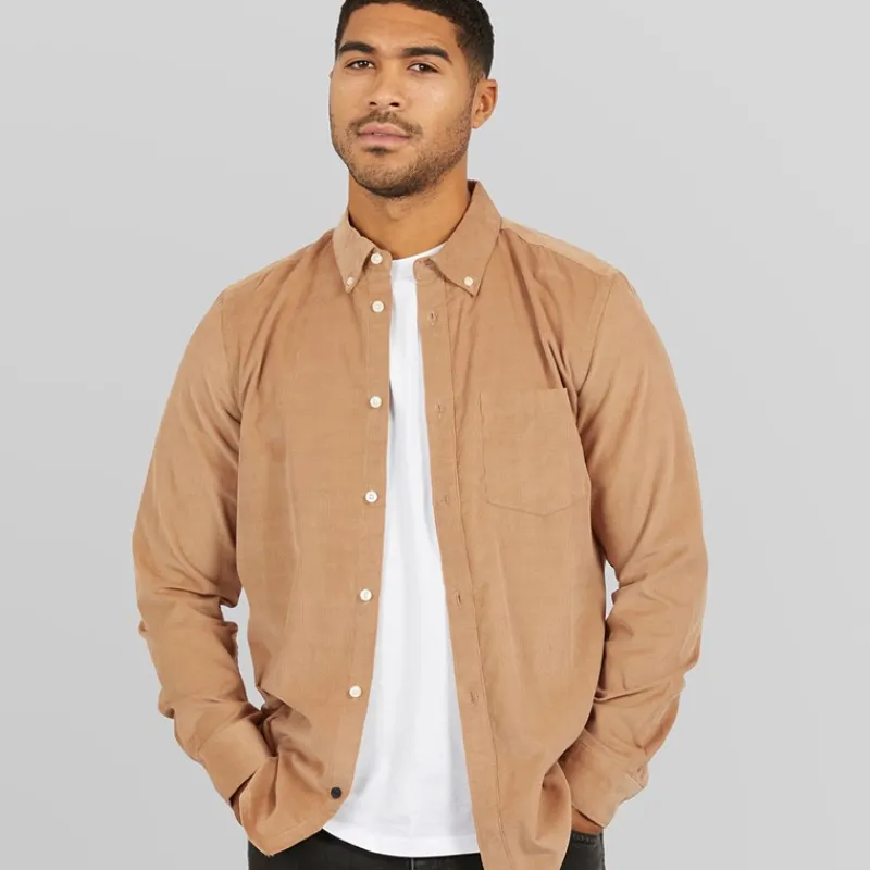 Best French Connection Herre Langærmet shirts Kamel