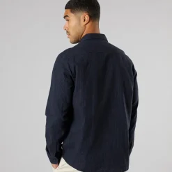 Sale Solid Herre Langærmet Skjorte Insignia Blue Mørkeblå
