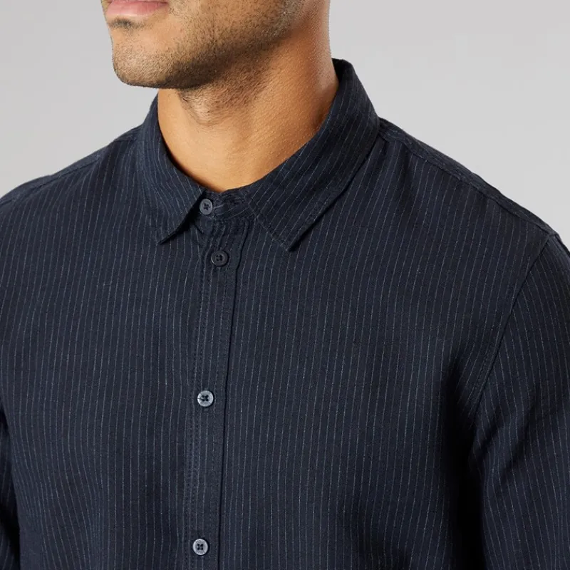 Sale Solid Herre Langærmet Skjorte Insignia Blue Mørkeblå