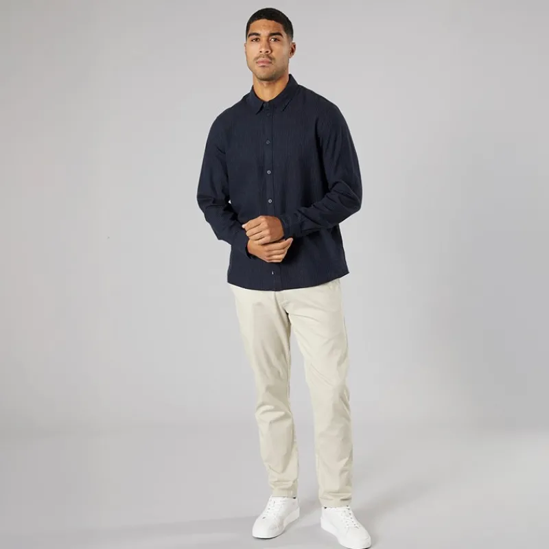 Sale Solid Herre Langærmet Skjorte Insignia Blue Mørkeblå