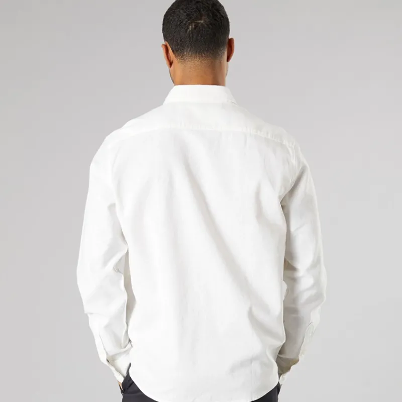 Hot Solid Herre Langærmet Skjorte Off White Off-white