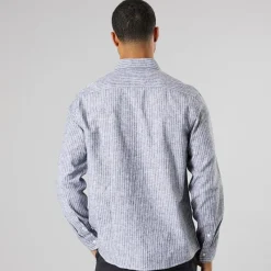 Online Solid Herre Langærmet Skjorte True Black Melange Sort