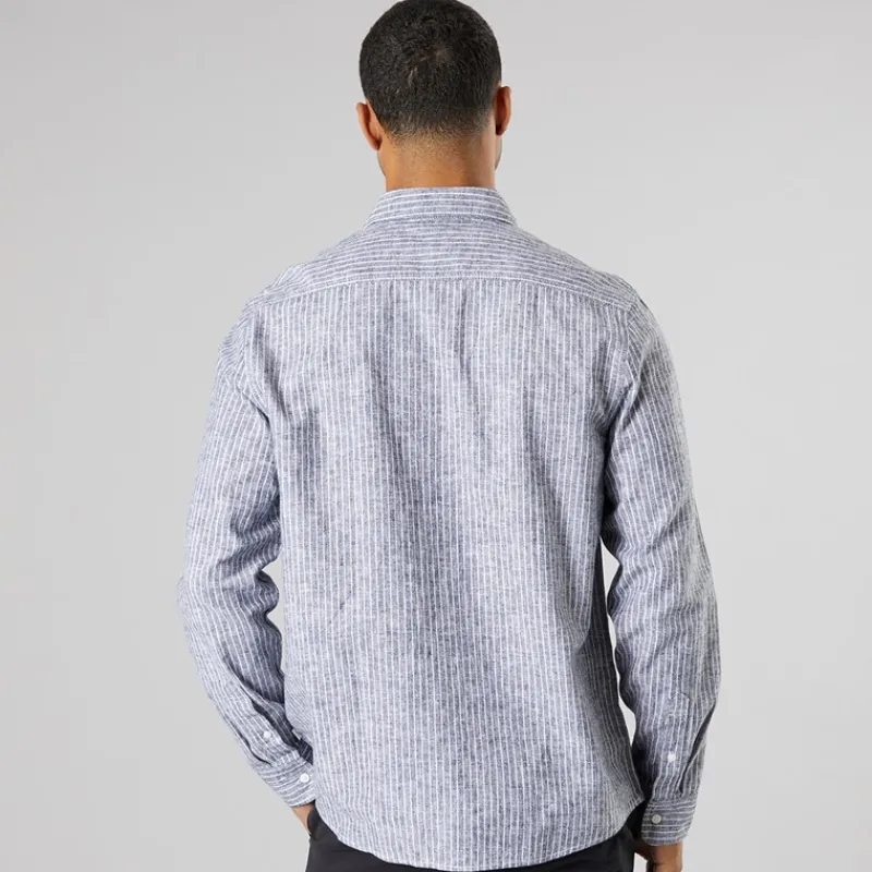 Online Solid Herre Langærmet Skjorte True Black Melange Sort