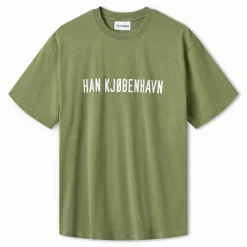 Discount Han KJØBENHAVN Herre Logo Boxy T-Shirt Army Grøn kakigrøn