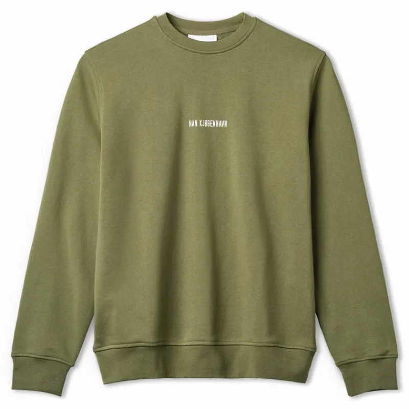 Han KJØBENHAVN Herre Logo Font Regular Sweatshirt Hærgrøn