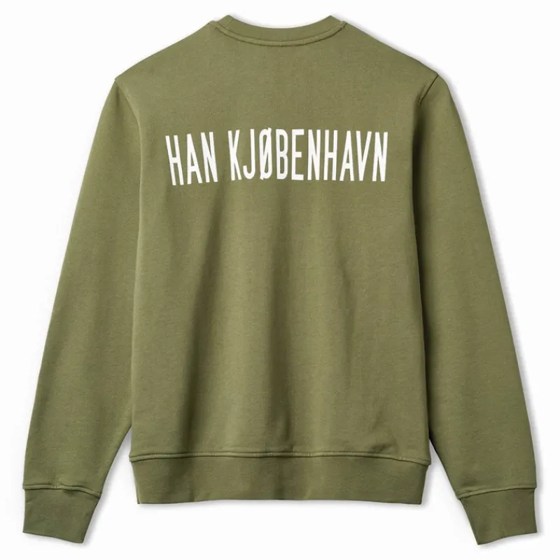 Han KJØBENHAVN Herre Logo Font Regular Sweatshirt Hærgrøn