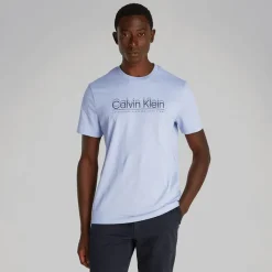 Hot Calvin Klein Herre Logo T-Shirt Zen Blå
