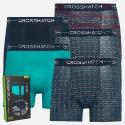 Clearance Crosshatch Herre Logozi Fem Pak Boksershorts Assorteret