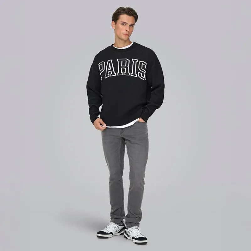 Online ONLY & SONS Herre Loom Box Jeans Grey Denim