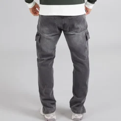 Discount Brave Soul Herre Loose Fit Cargo Jeans Grå