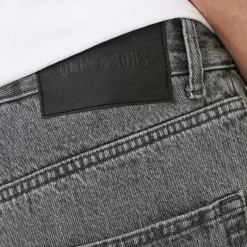 New ONLY & SONS Herre Løse Tape Jeans Medium Grey Denim