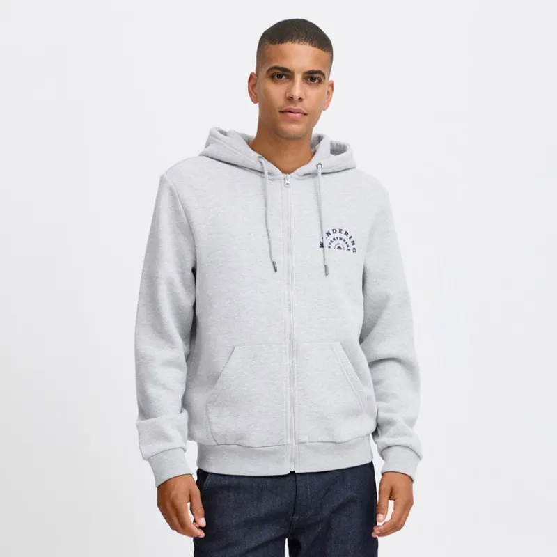 Clearance Blend Herre lynlås hoodie Stone Mix Lysegrå Mergel