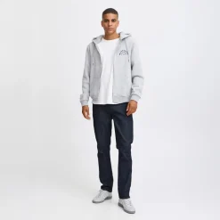 Clearance Blend Herre lynlås hoodie Stone Mix Lysegrå Mergel