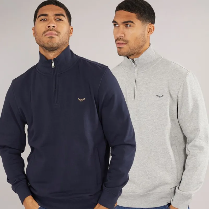 Discount THREADBARE Herre Marigold To Pak 1/4 Lynet Sweatshirts Navy / Grå