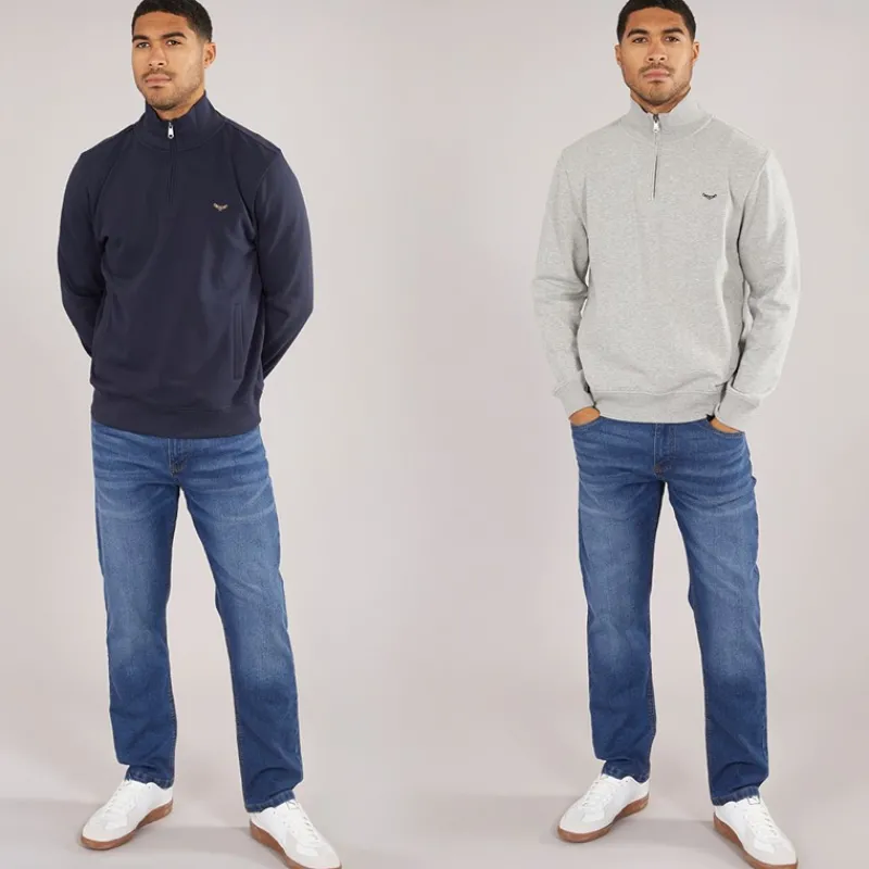 Discount THREADBARE Herre Marigold To Pak 1/4 Lynet Sweatshirts Navy / Grå