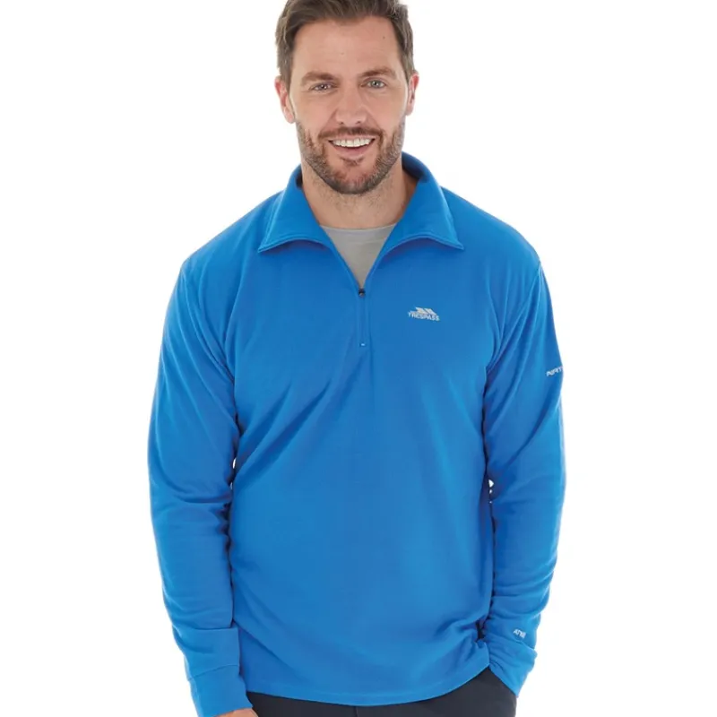 Outlet Trespass Herre Masonville 1/2 lynlås Mikro Fleece Blå Blå