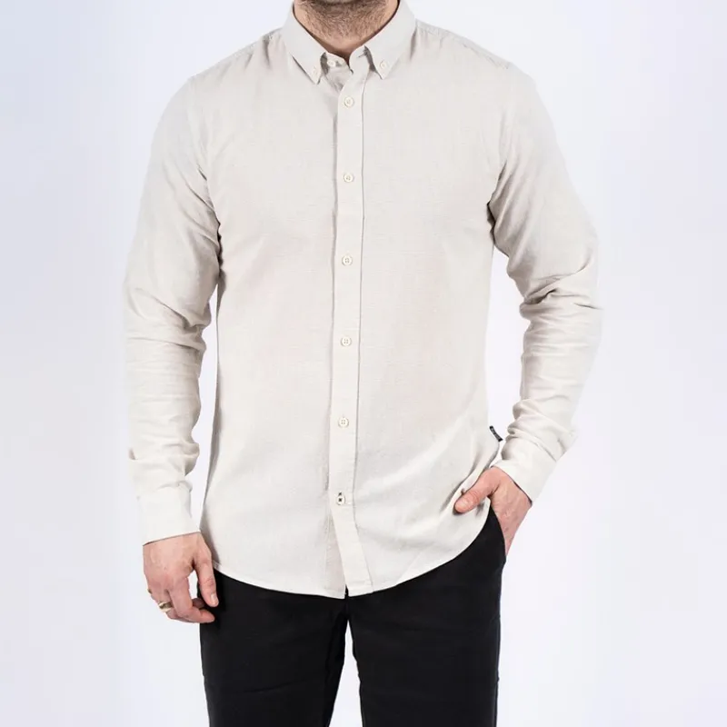 Outlet Marcus Herre Maxton Langærmet Skjorte Sand Rock beige