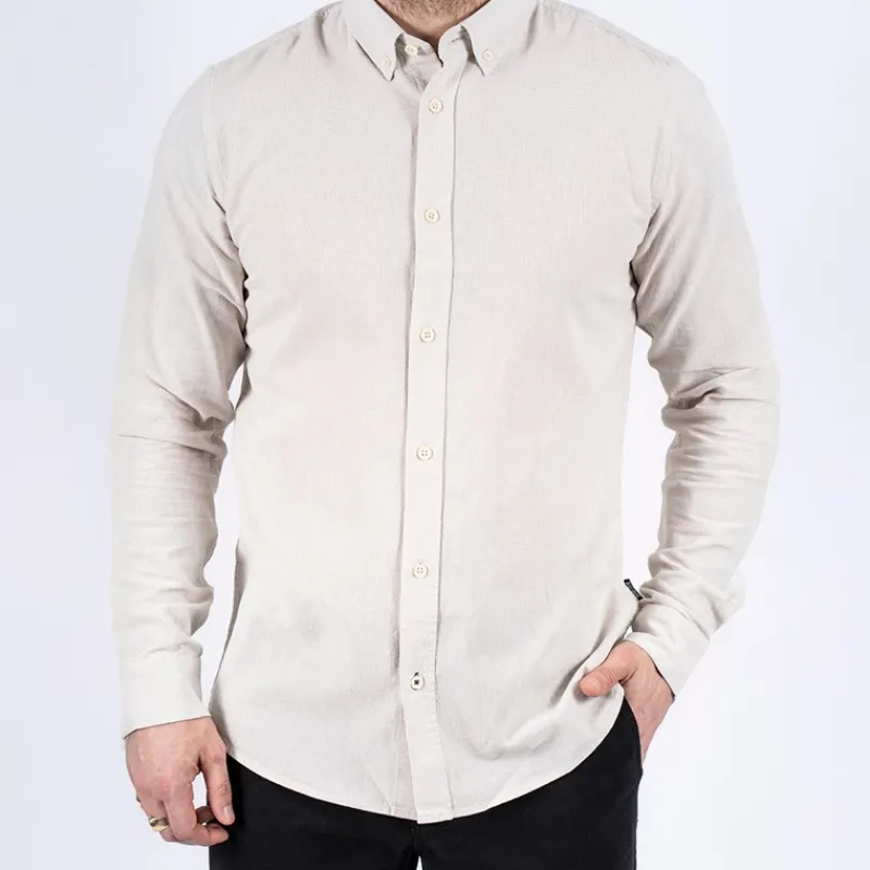 Outlet Marcus Herre Maxton Langærmet Skjorte Sand Rock beige