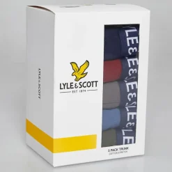 Outlet Lyle And Scott Vintage Herre Miller Fem Pak Boxer Trusser Peacoat/​Ruby Wine/​Granite Grey/​Blue Horizon/​Beetle Flerfarvet
