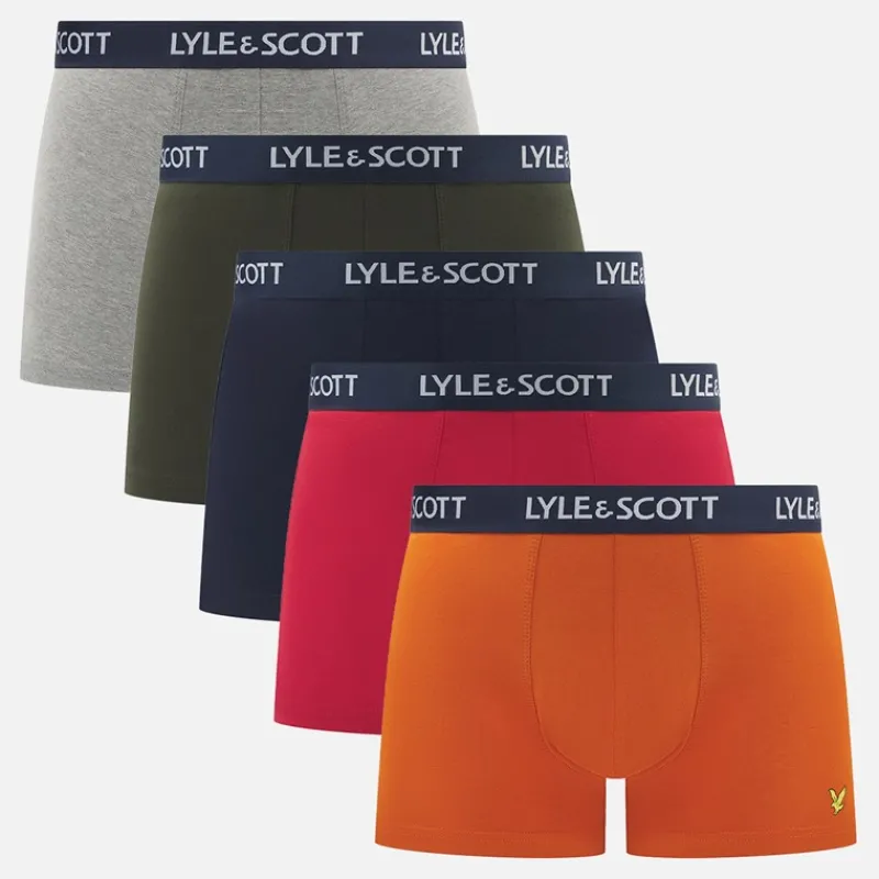 Hot Lyle And Scott Vintage Herre Miller Fem Pak Underbukser Peacoat / Cardinal / Marmelade / Grå Marl / Klatre Efeu Flerfarvet