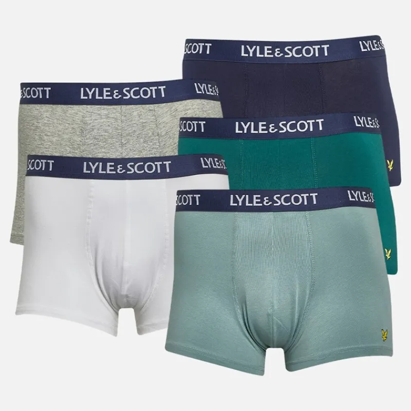 Sale Lyle And Scott Vintage Herre Miller Fem Pak Underbukser Bayberry / Bright White / Peacoat / Tourmaline / Light Grey Marl Flerfarvet